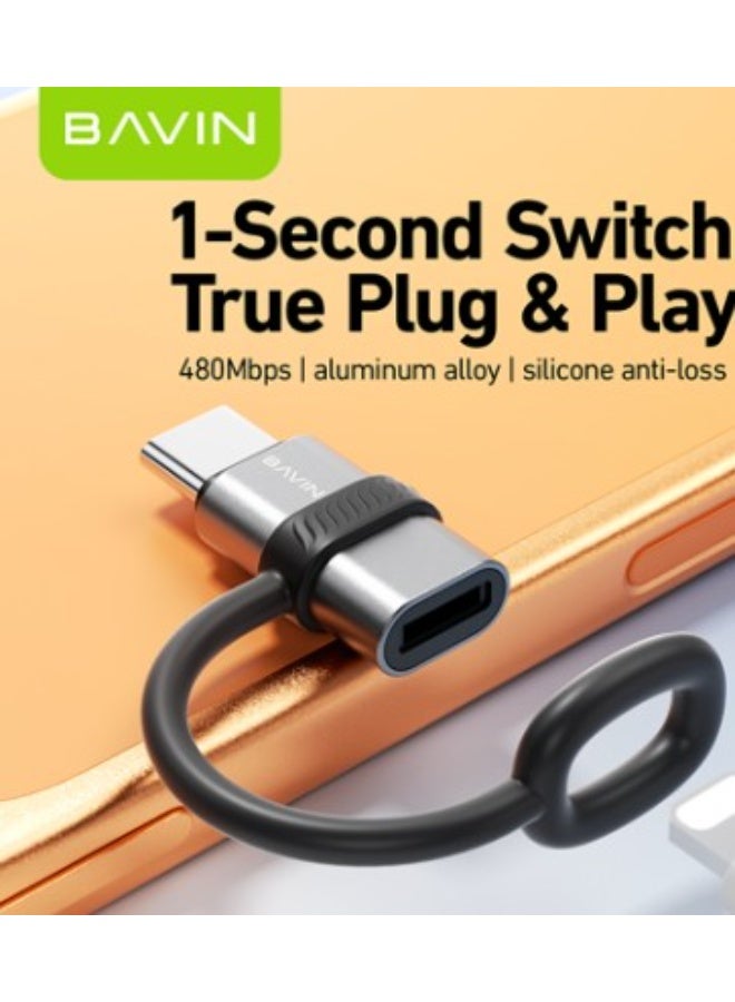 محول BAVIN OTG-102 من النوع C إلى USB 2.0 مع رباط سيليكون